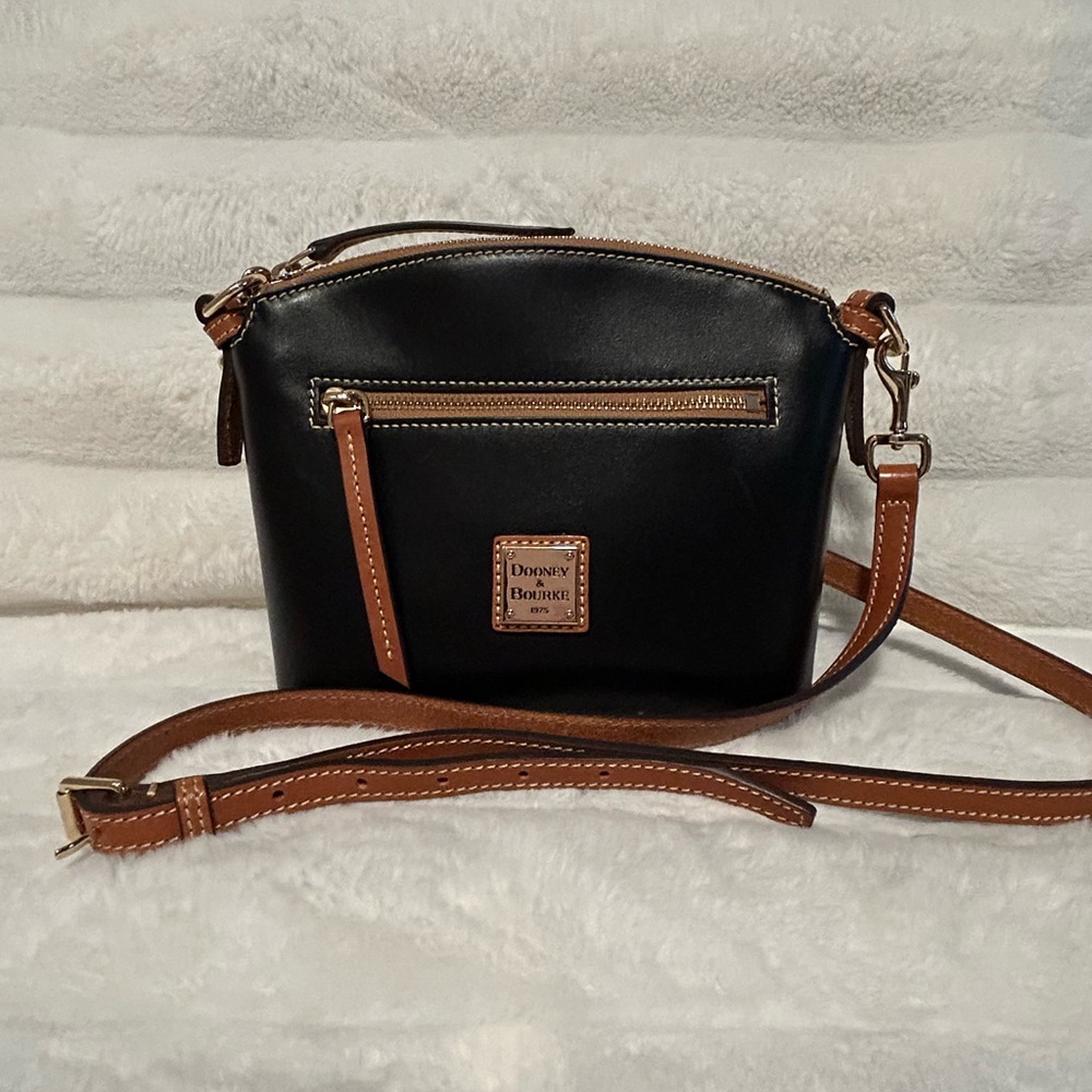 Dooney & Bourke Black and Tan Crossbody with Adjustable Strap